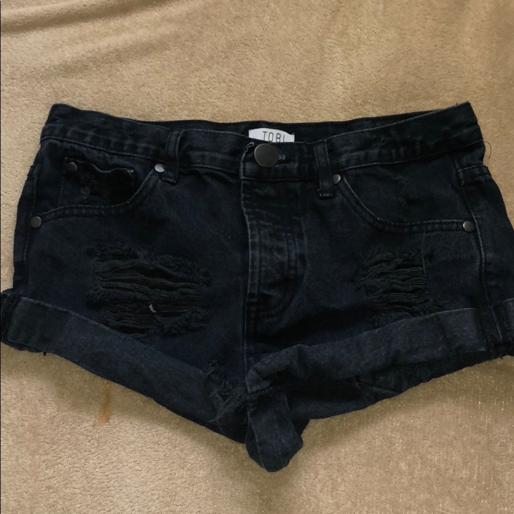 Black jean shorts
